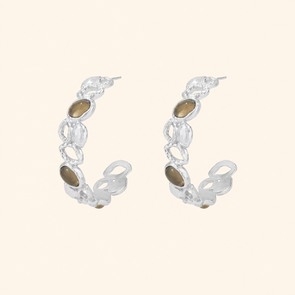 Sicilian Lemon Stone Drop Stud Earrings – Gold & Silver
