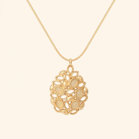 Sicilian Lemon Stone Pendant Necklace – Gold & Silver