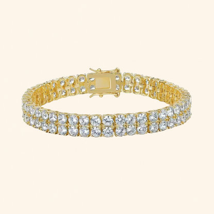 Double Row Cubic Zirconia Tennis Bracelet – Gold & Silver