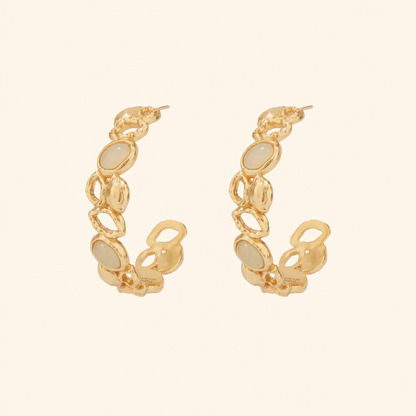 Sicilian Lemon Stone Drop Stud Earrings – Gold & Silver