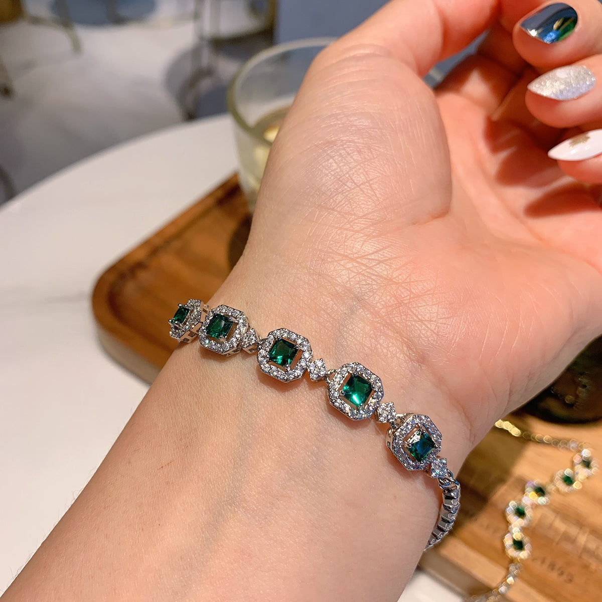 Women’s Colorful Paraiba-Inspired Crystal Tennis Bracelet in Gold or Silver Tone