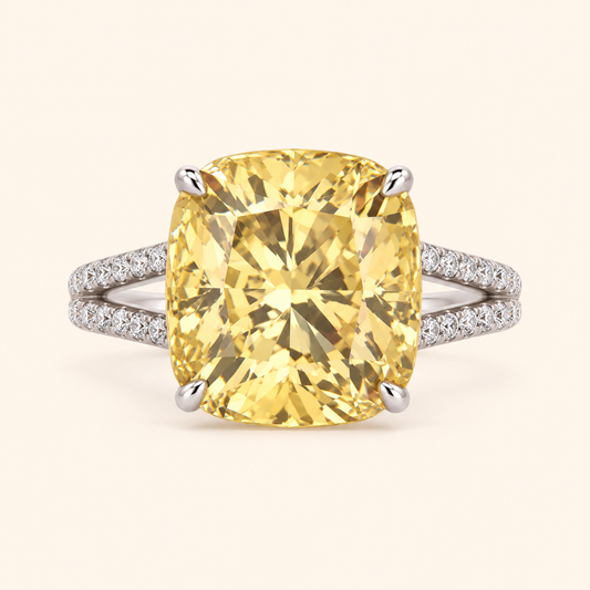 Women’s Elegant S925 Sterling Silver Ring with Yellow Zircon Detail