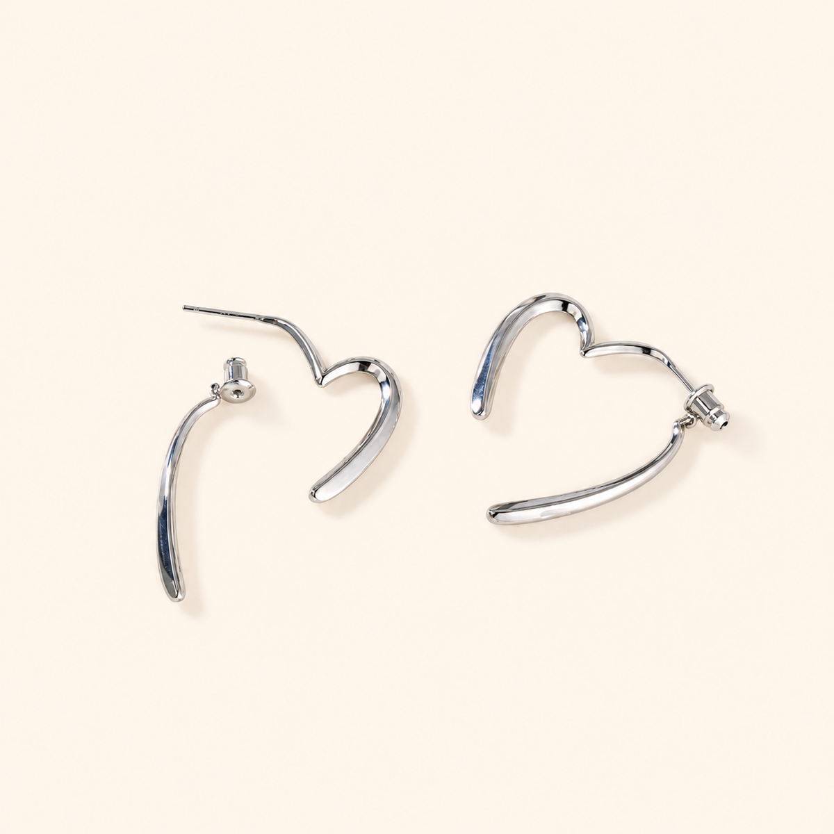 Women’s Gold-Tone Modern Open Heart Earrings with Front-and-Back Crossover Design