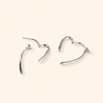 Women’s Gold-Tone Modern Open Heart Earrings with Front-and-Back Crossover Design