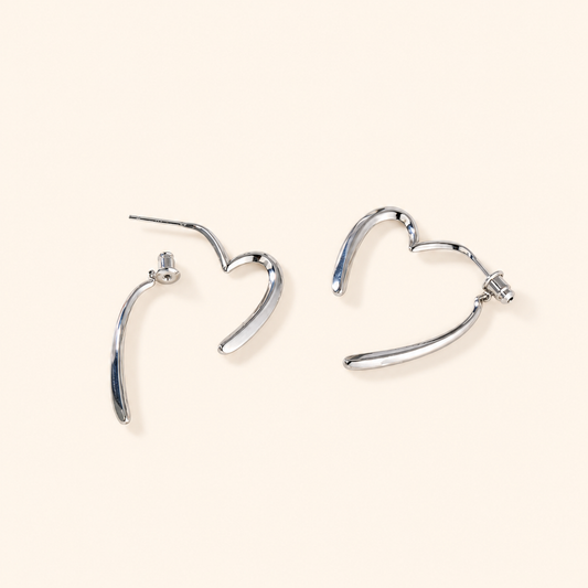 Women’s Gold-Tone Modern Open Heart Earrings with Front-and-Back Crossover Design