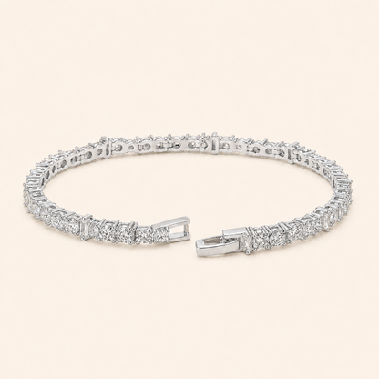 Women’s Silver Tone Alternating Baguette & Round Stone Tennis Bracelet