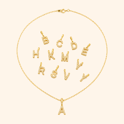 S925 Sterling Silver Personalized 26 Letter Pendant Necklace