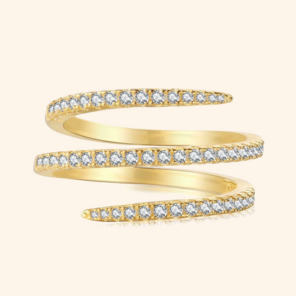 S925 Sterling Silver Triple-Wave Cubic Zirconia Open Ring