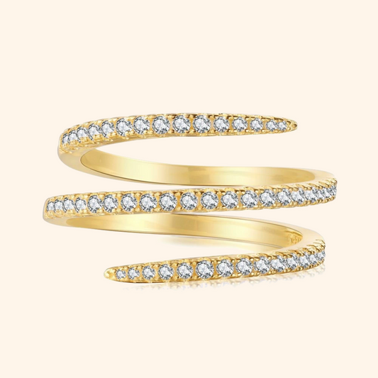 S925 Sterling Silver Triple-Wave Cubic Zirconia Open Ring