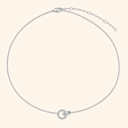 925 Sterling Silver Moissanite Pavé Circle Pendant Necklace with Sculptural Link Detail