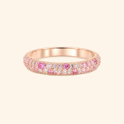 Women’s Rose Gold Plated Pink and Clear Zircon Pavé Band Ring