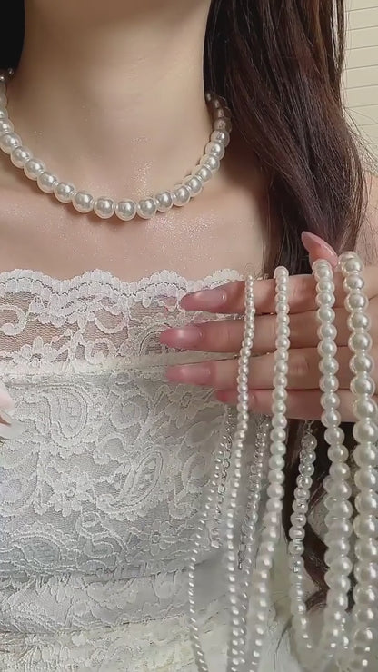 Women’s Crystal and Pearl Necklace and Stud Earrings Set
