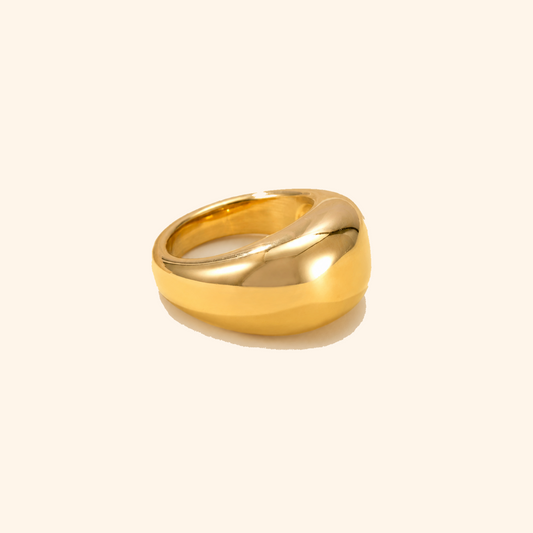 Gold-Plated Stainless Steel Sculptural Dome Band Ring