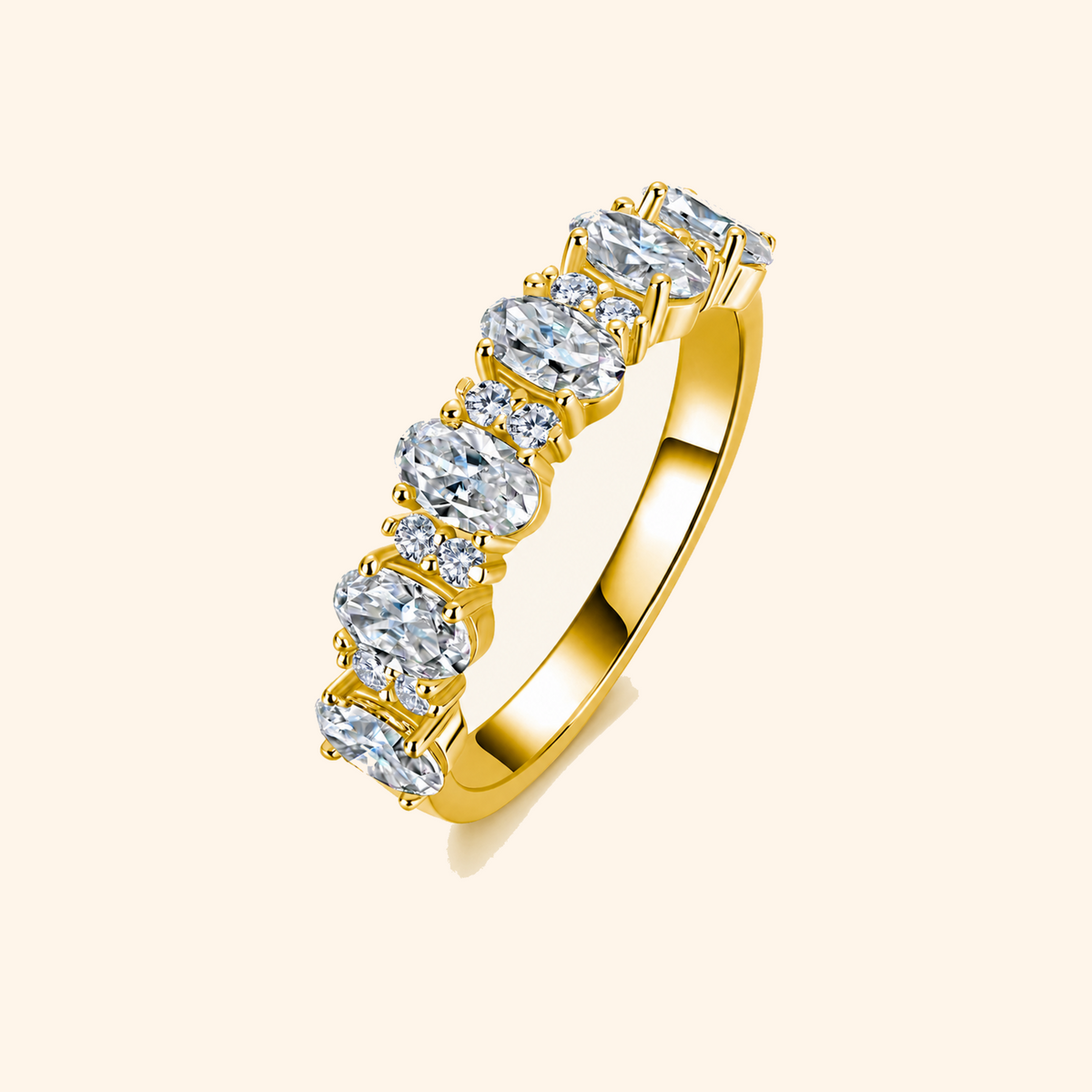 925 Sterling Silver Five-Stone Moissanite Half Eternity Ring – Gold, Silver & Rose Gold
