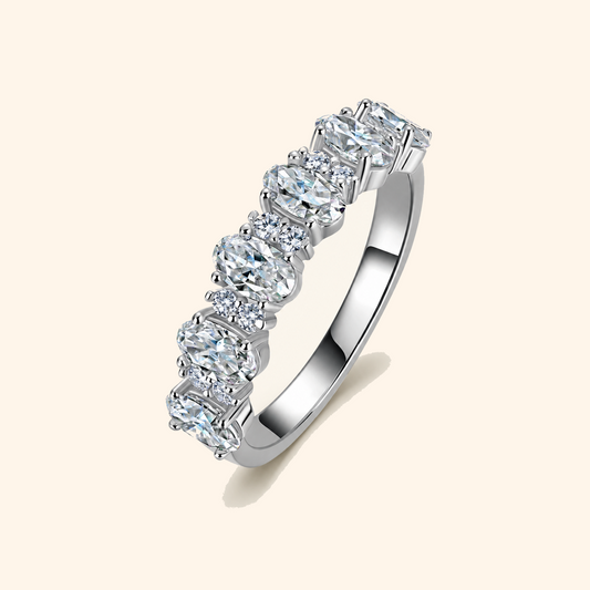 925 Sterling Silver Five-Stone Moissanite Half Eternity Ring – Gold, Silver & Rose Gold