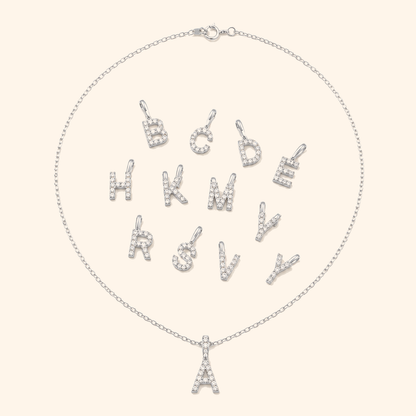 S925 Sterling Silver Personalized 26 Letter Pendant Necklace